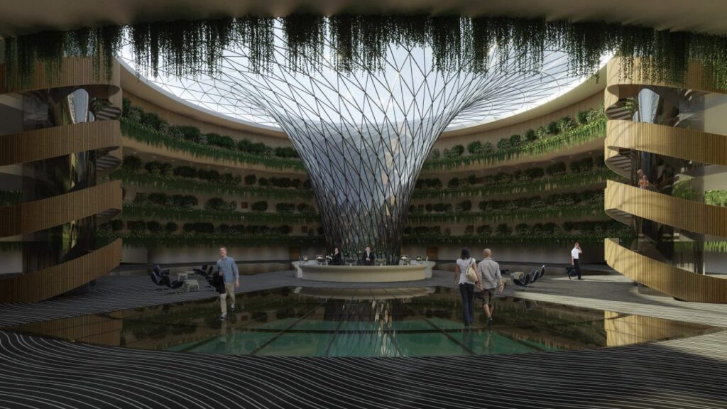 Inside the lobby of the Eko-Yuzen hotel