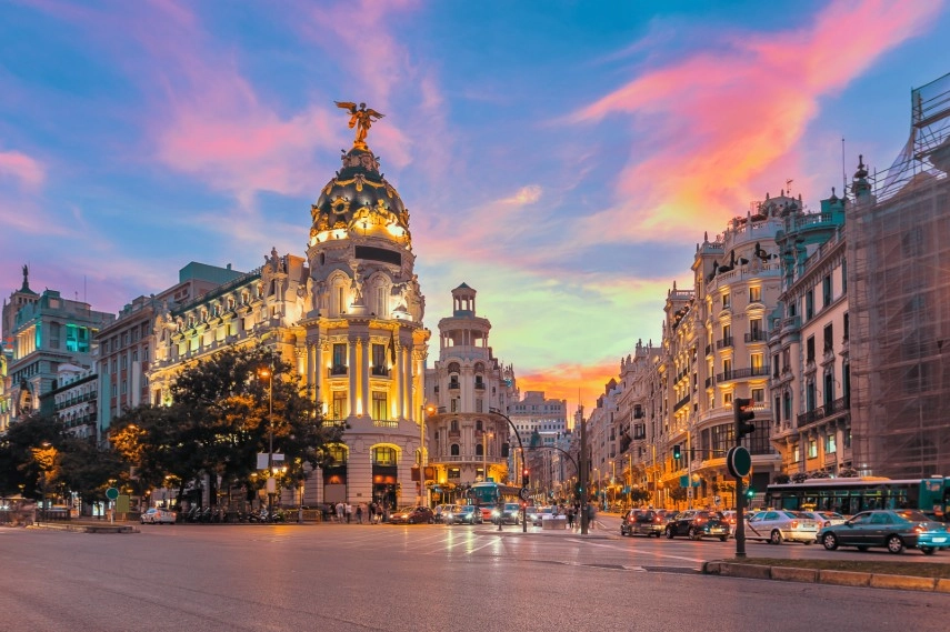 Madrid city skyline, Spain