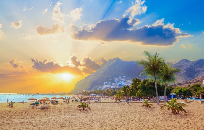 Enjoy sun light on Teresitas beach, Tenerife in July