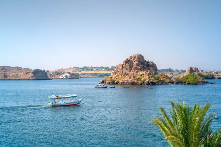 Boat trip between Luxor and Aswan, passing by ancient temples in April