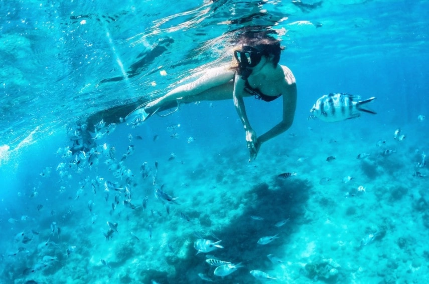 Snorkelling at beach in Mauritius in September