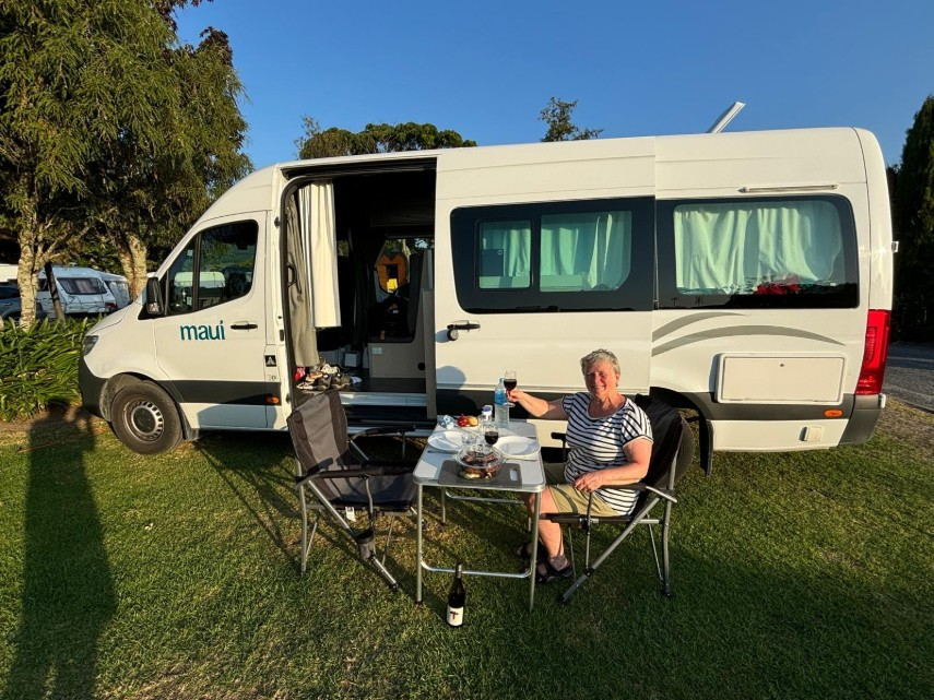 Enjoy meal at garden