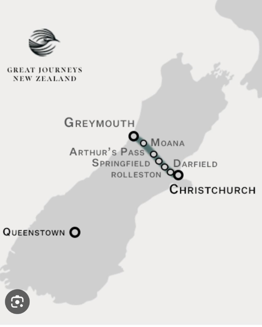 Greymouth to Christchurch map