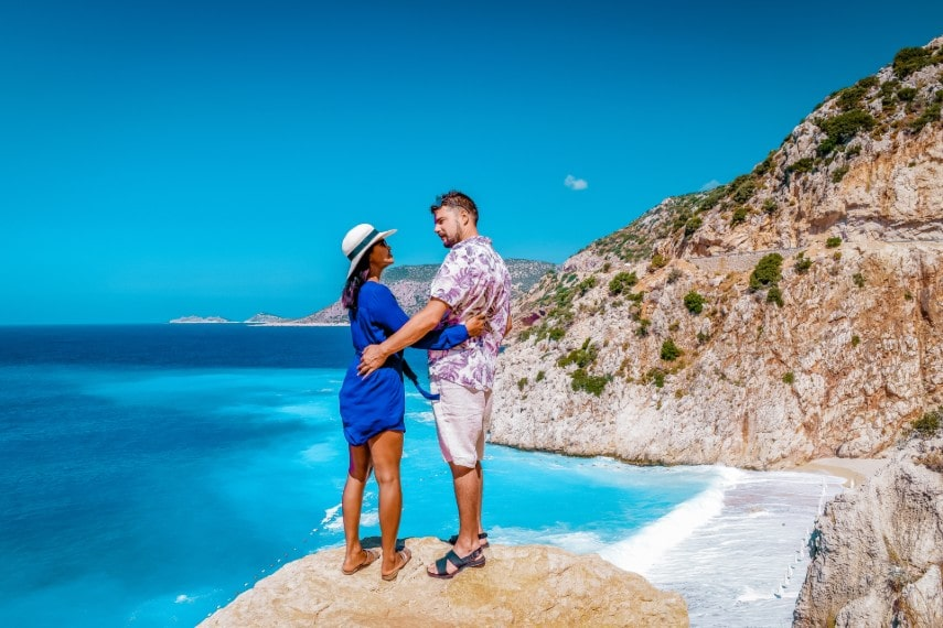 couple at Kaputas Beach Turkey