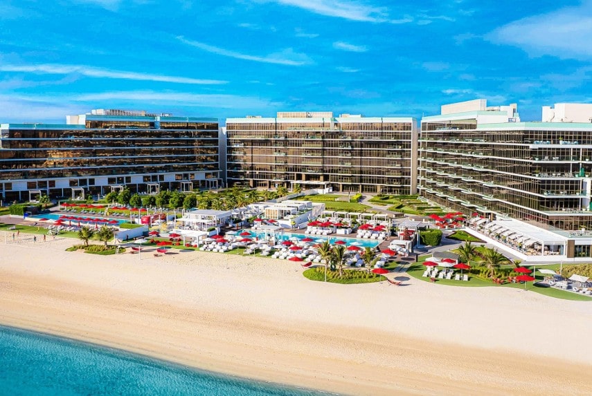 Th8 Palm Dubai beach resort aerial view