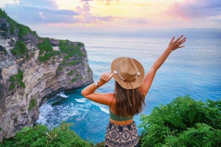 Girl wearing hat in Bali island