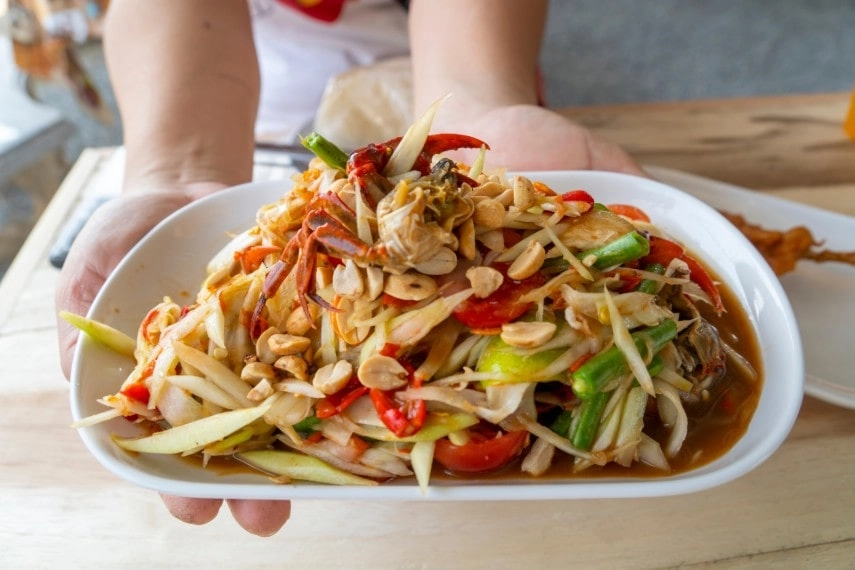 Delicious Som Tam Thai dish to eat in July