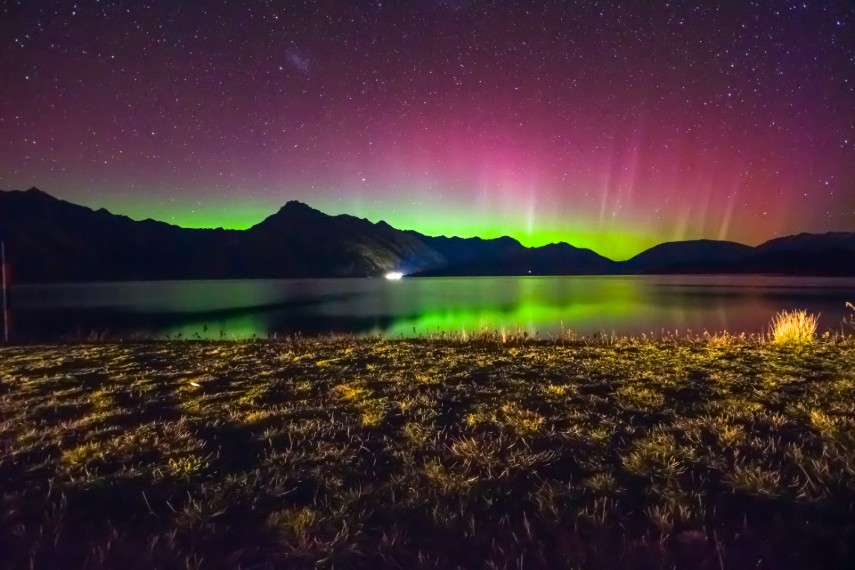Beautiful Aurora Australis in New Zealand South Island