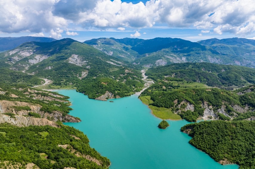 Bovilla Lake and Mountains in Tirana, Albania a best affordable holiday destinations