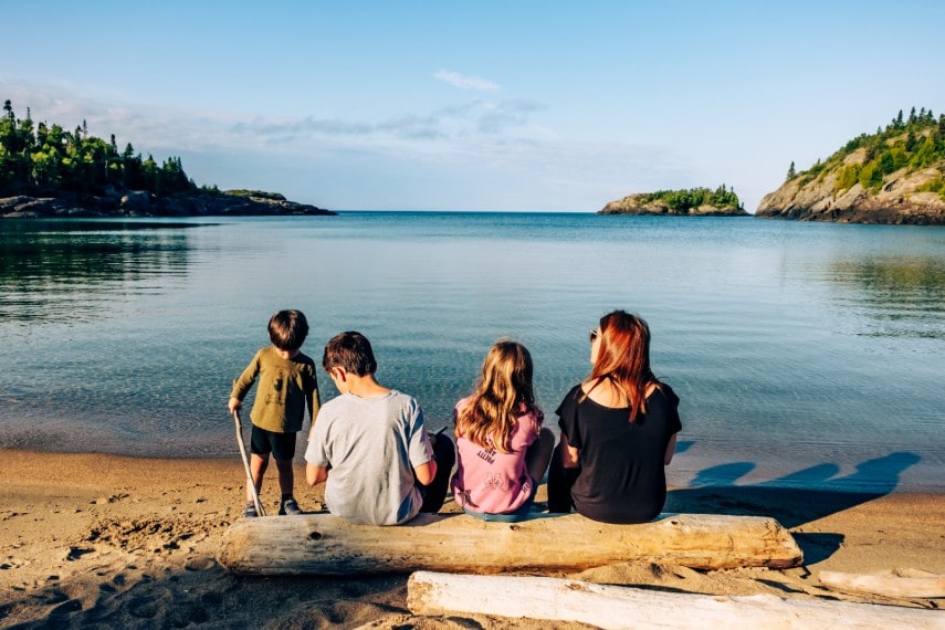 Family on Pukaskwa National Park, Canada
