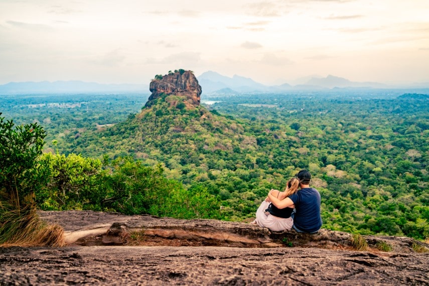 Couple in Sigiriya, Sri Lanka for honeymoon