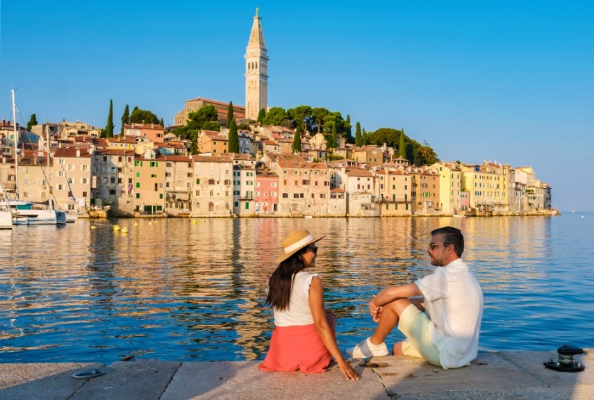 Beautiful happy couple in Rovinj, Croatia