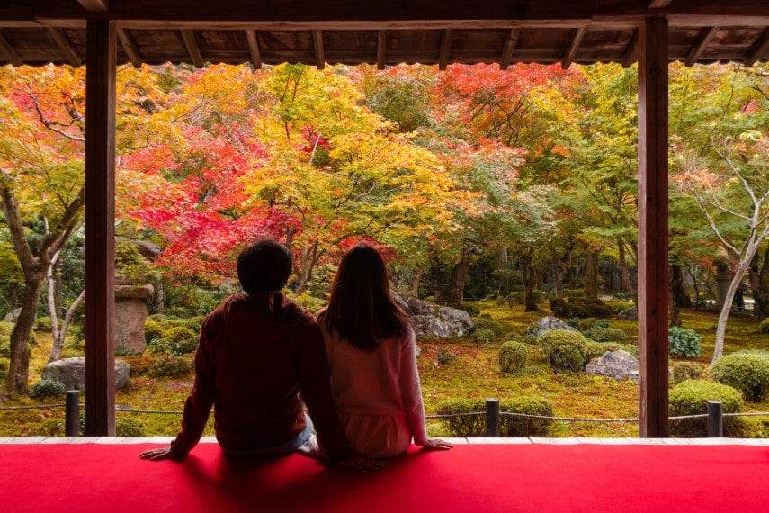 Young couple enjoying in Japan