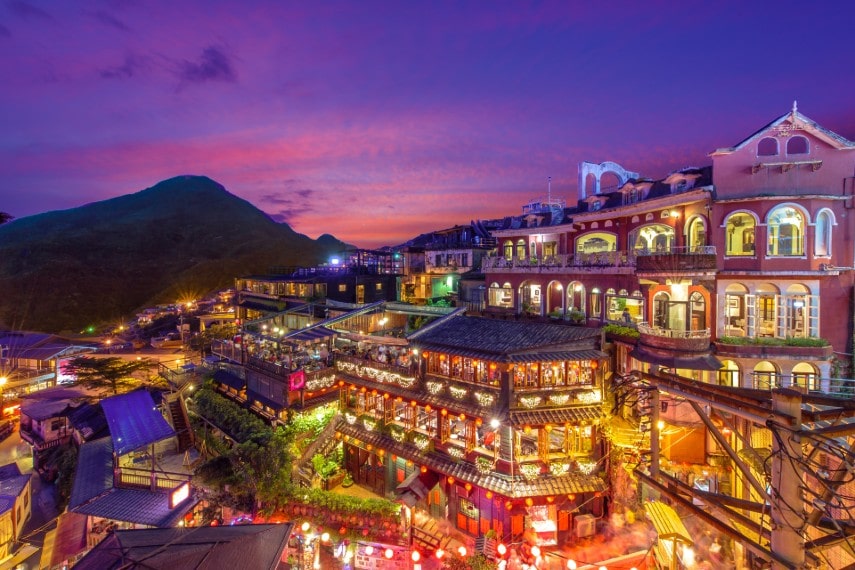night scene of Jiufen, Taipei, Taiwan 