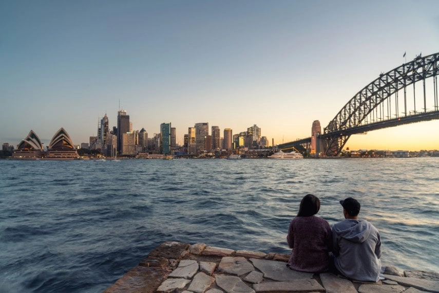 Romantic couple in Sydney New South Wales, Australia.