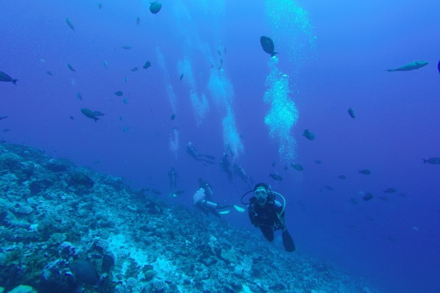 Scuba divers in Bora Bora