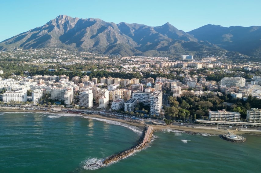 Aerial view of Marbella, Southern Spain to visit in Europe in December