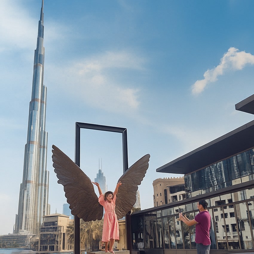 Wings of Mexico with Burj Khalifa in Dubai