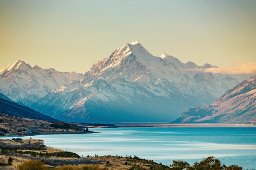 tranquil winter scenery mountain in New Zealand in August