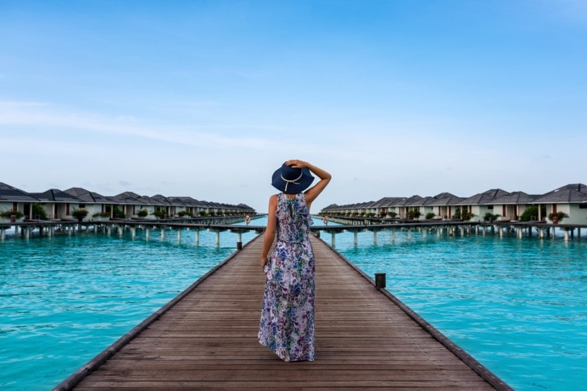 Woman wearing dress in Maldives