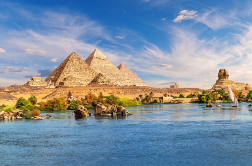 River Nile amazing Aswan landscape in Egypt