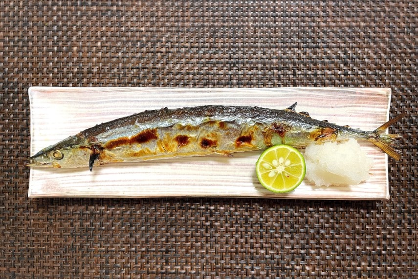 Japan's Sanma Fish with Grated Daikon and Citrus Garnish 