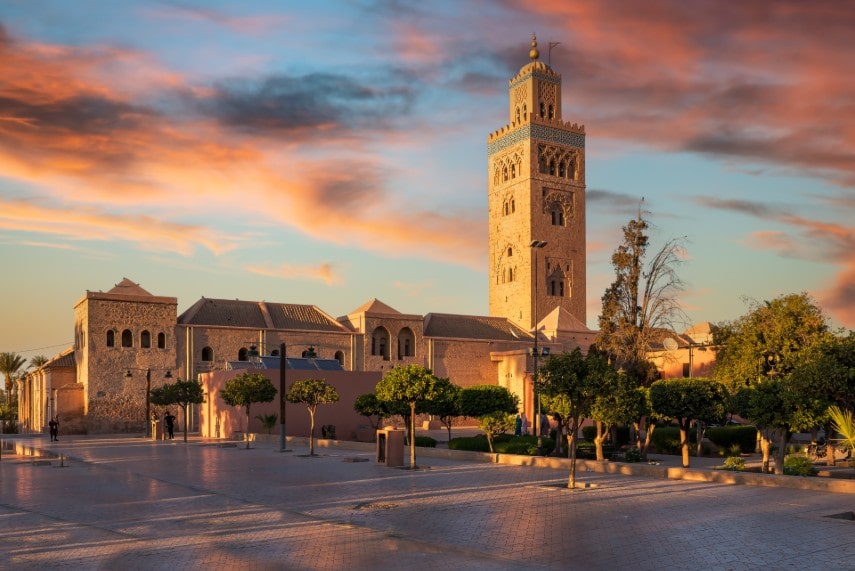 Koutoubia Mosque at sunset time, Marrakesh in October