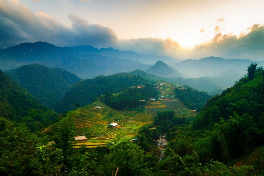 beautiful Muong Hoa Valley sunset in Sa Pa, Vietnam