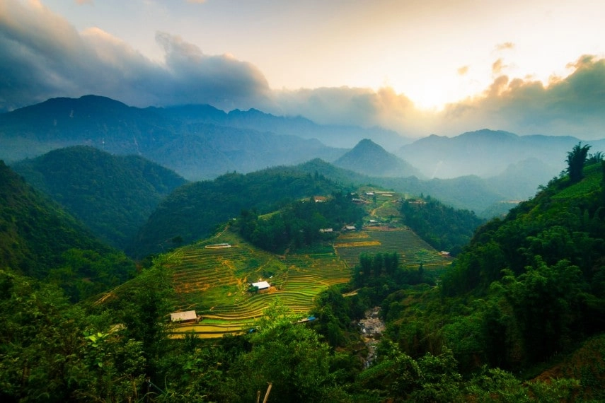 beautiful Muong Hoa Valley sunset in Sa Pa, Vietnam
