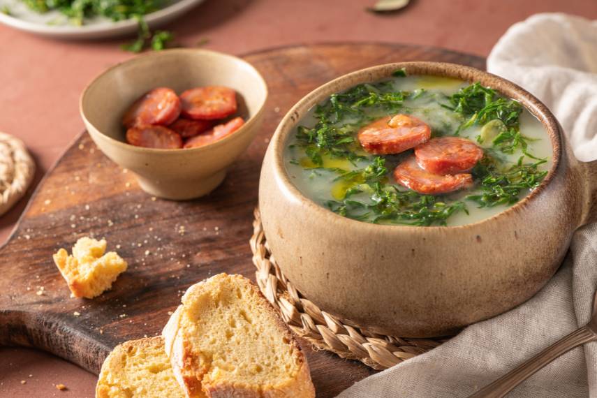Caldo verde popular soup in Portuguese cuisine
