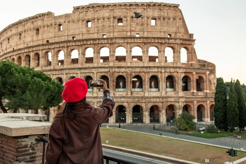 Visit at Colosseum in Rome in February