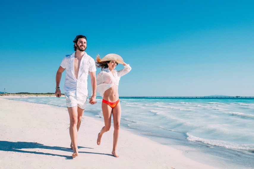 Couple on Tropical beach, Barbados