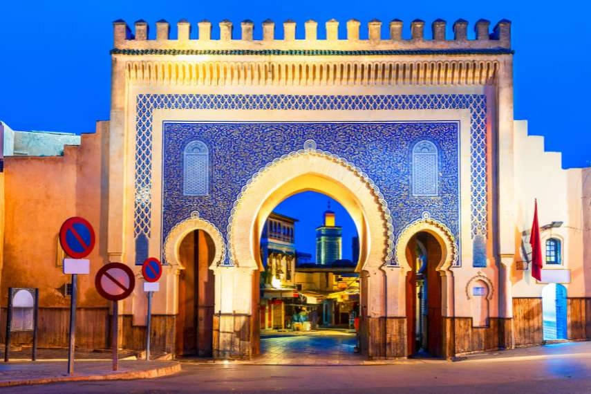 Visit at Ornate City Gate in Fes-el-Bali in Morocco