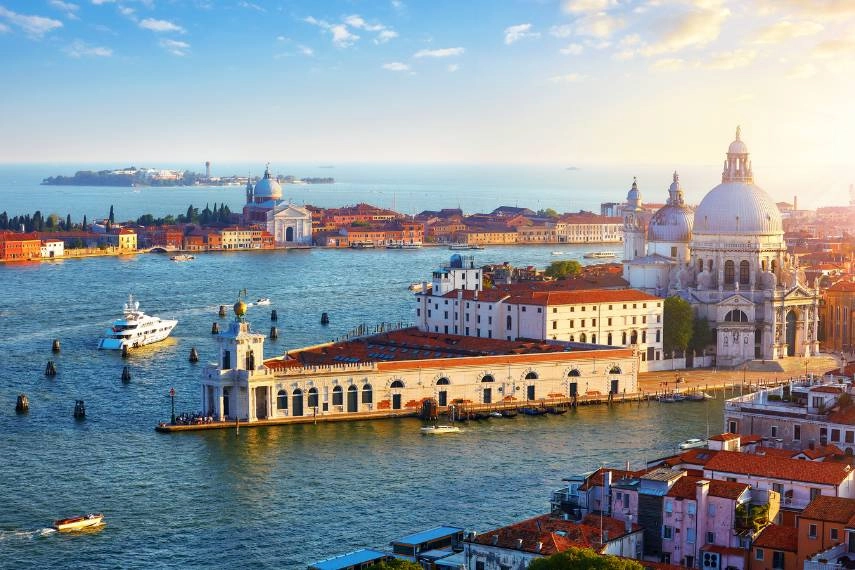 Top view at Cathedral of Santa Maria della Salute in district Dorsoduro