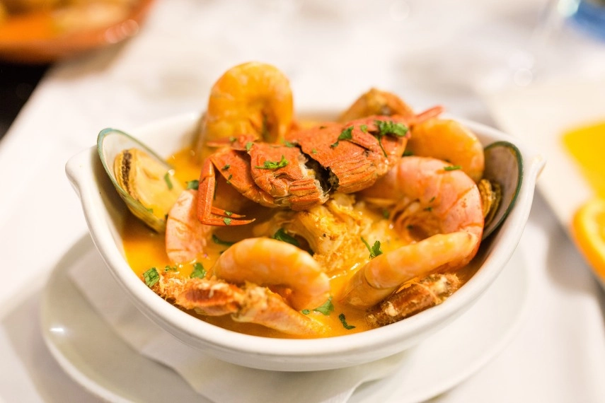 Traditional portuguese dish Arroz de Marisco (Seafood rice)