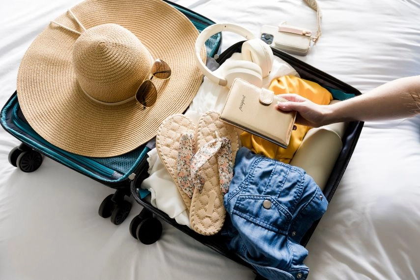 Woman packing for Cyprus vacation
