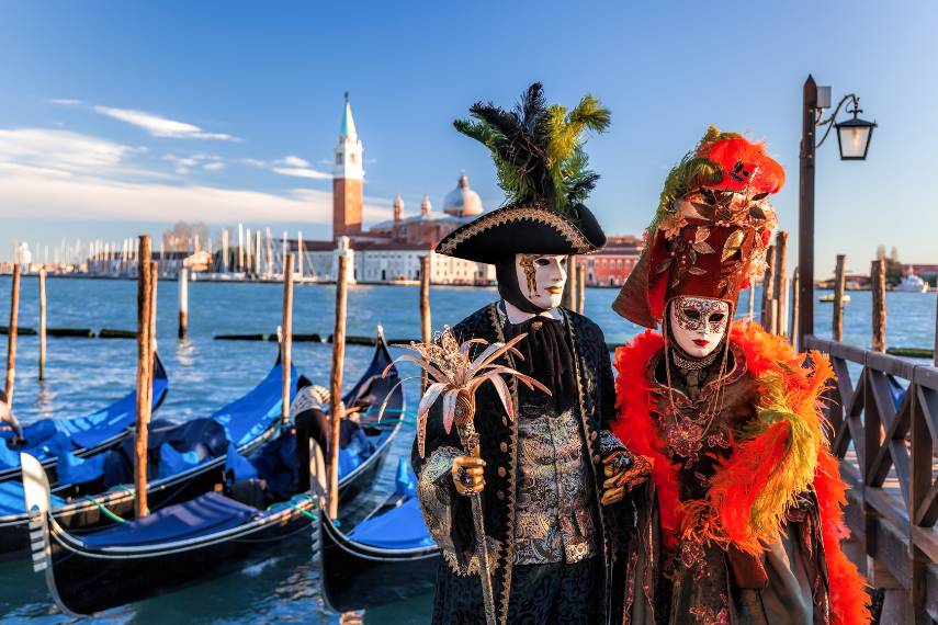 carnival masks at a traditional festival in Venice