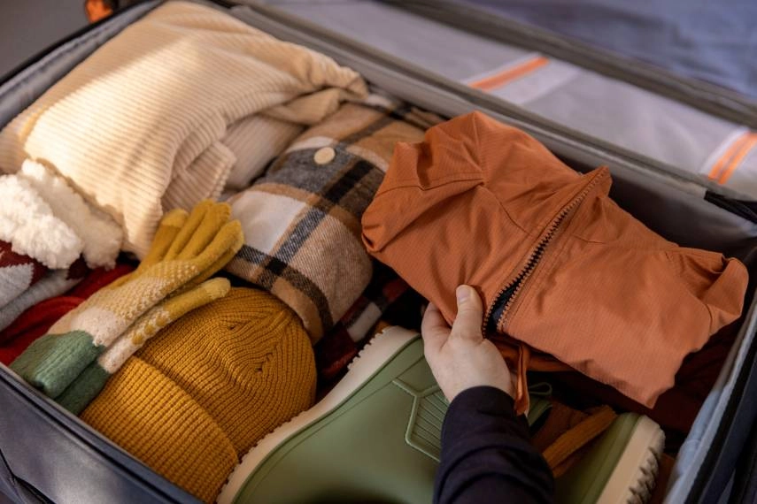 Winter Clothes and Boots Ready for Travel to Venice