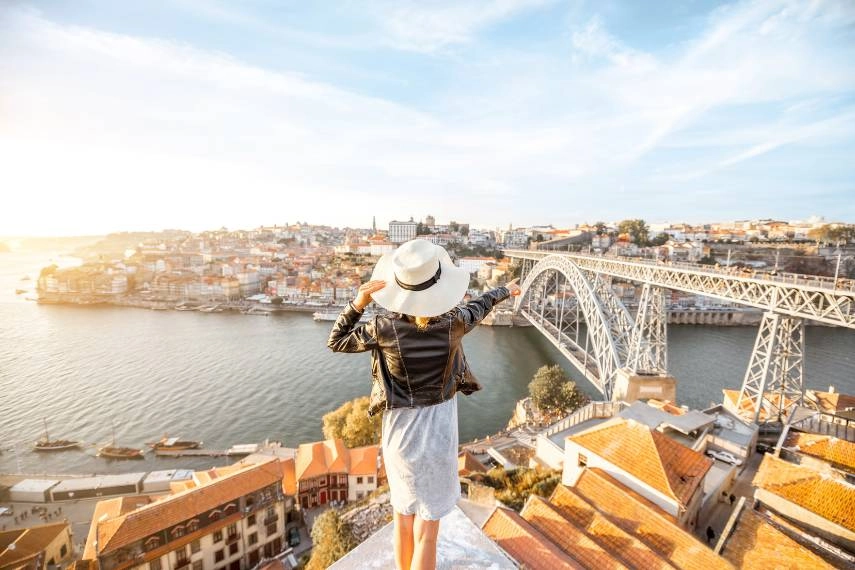 visit at famous iron bridge in Porto city, Portugal