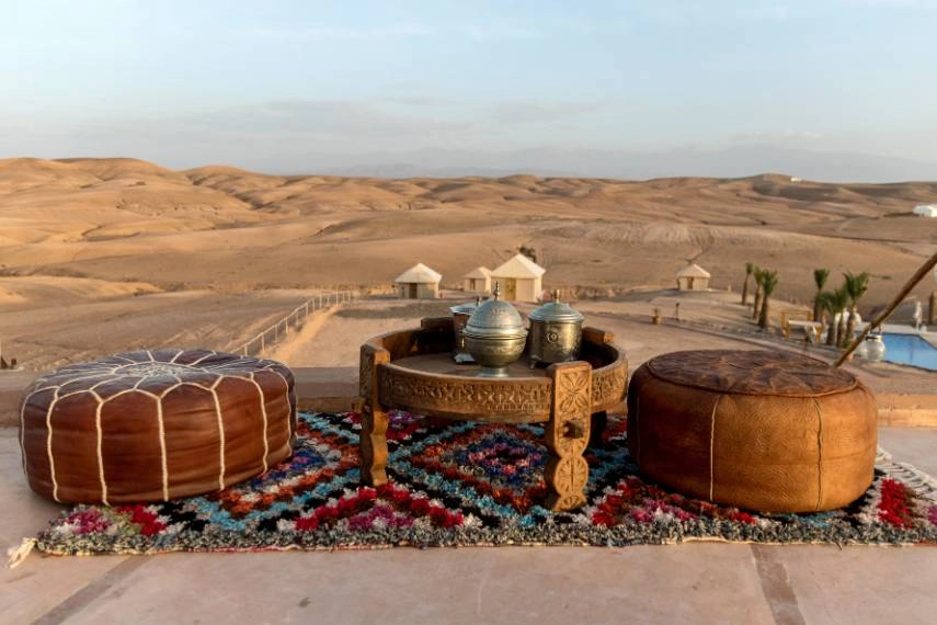 traditional dinner place setting in Marrakesh, Morocco