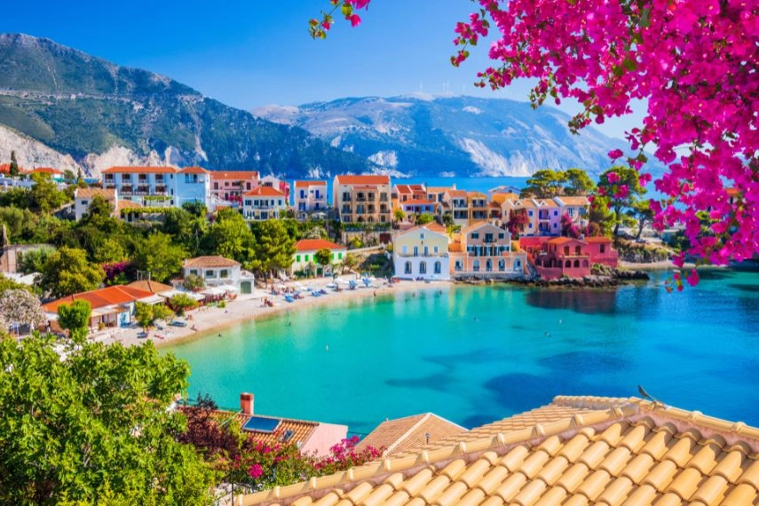 Kefalonia, Greece. Colorful village of Assos in Kefalonia.