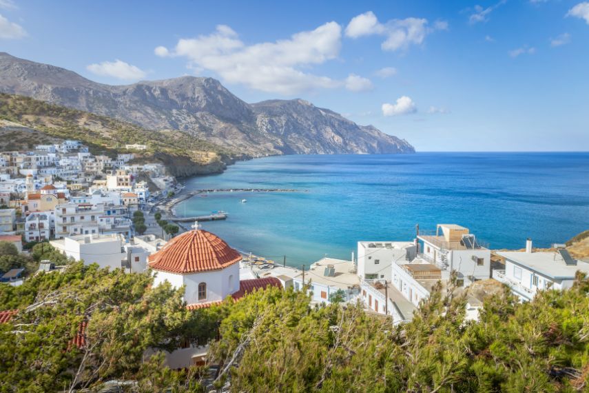 View over village of Diafani, Karpathos, Greek Islands
