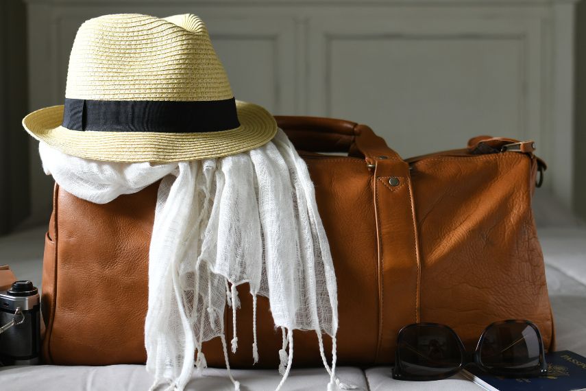 Packed summer vacation travel items