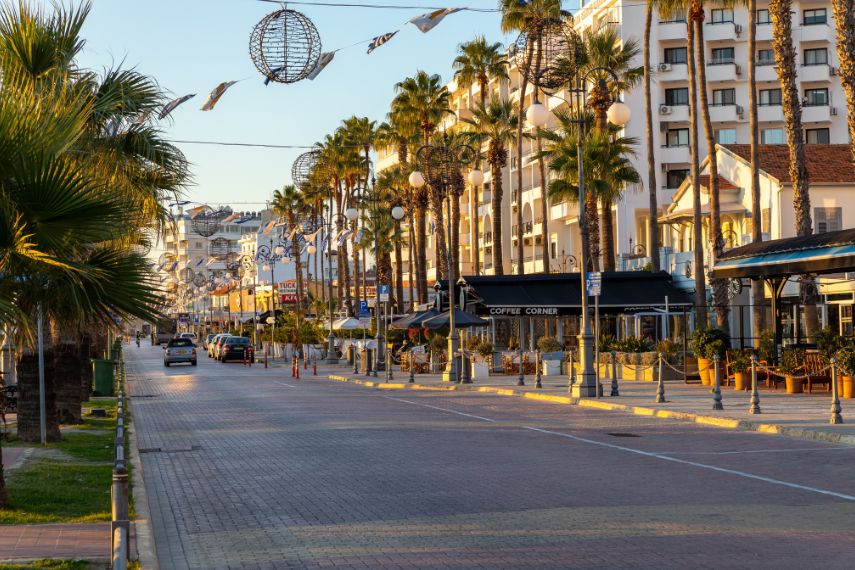 Popular Finikoudes Promenade in Larnaca, Cyprus