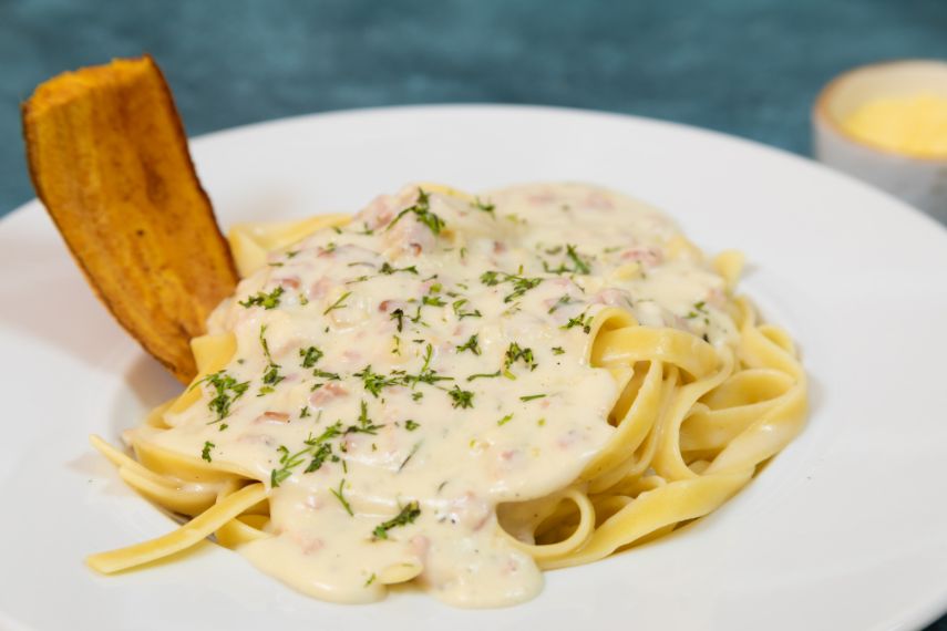 Spaghetti carbonara is an Italian pasta dish
