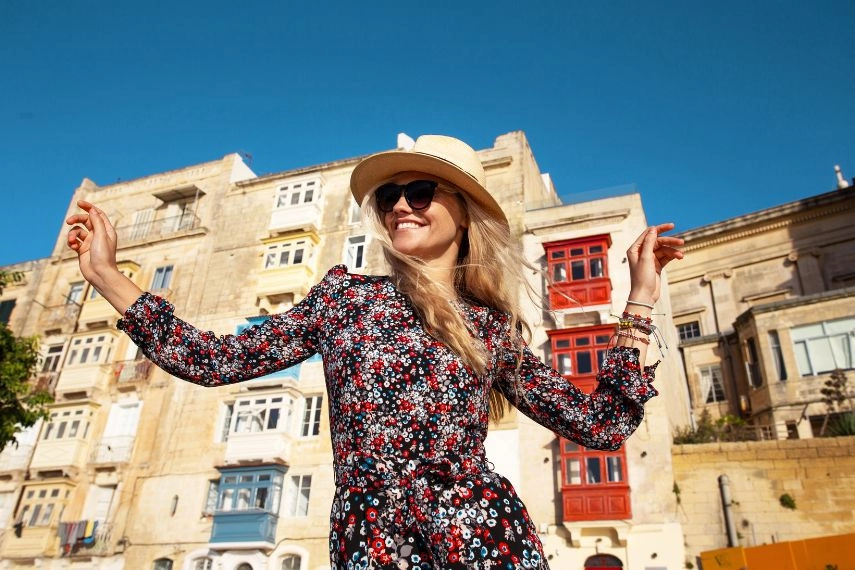 woman enjoying sightseeing in Valletta