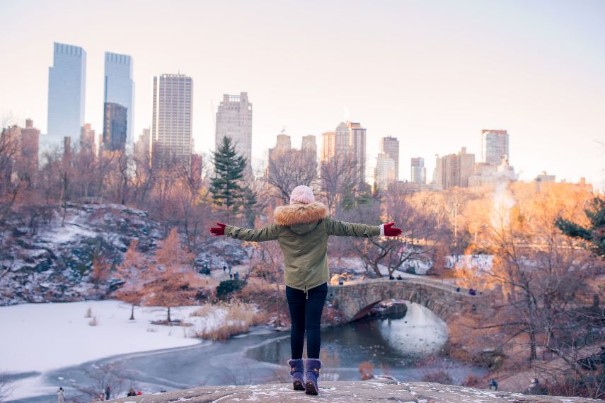 Adorable girl in Central Park at New York City 