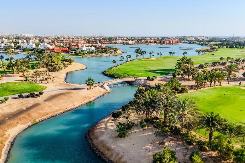 Aerial Panorama El Gouna Golf Course Resort Villas Egypt