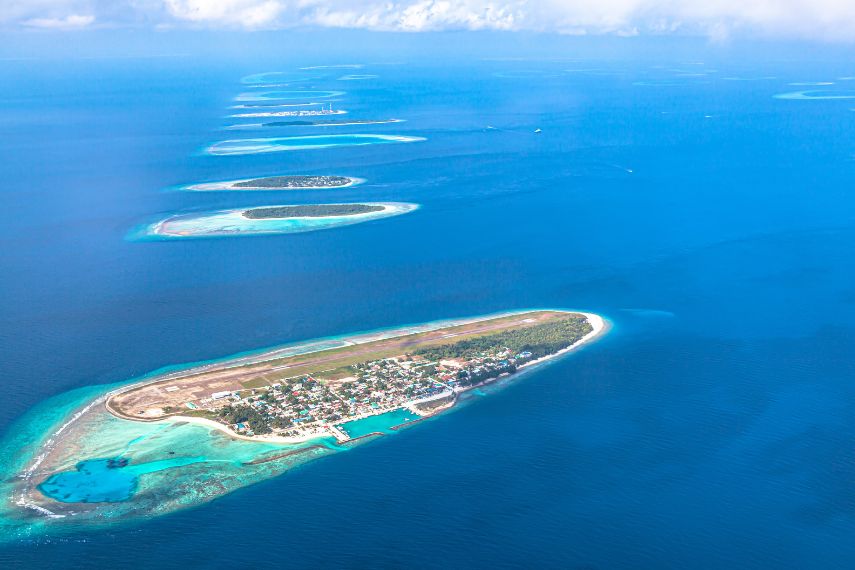aerial view of baa atoll islands in maldives