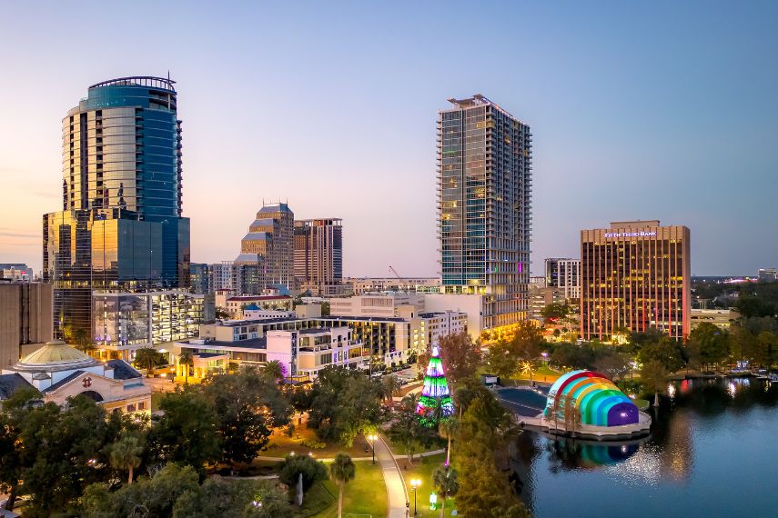 Aerial view of downtown Orlando